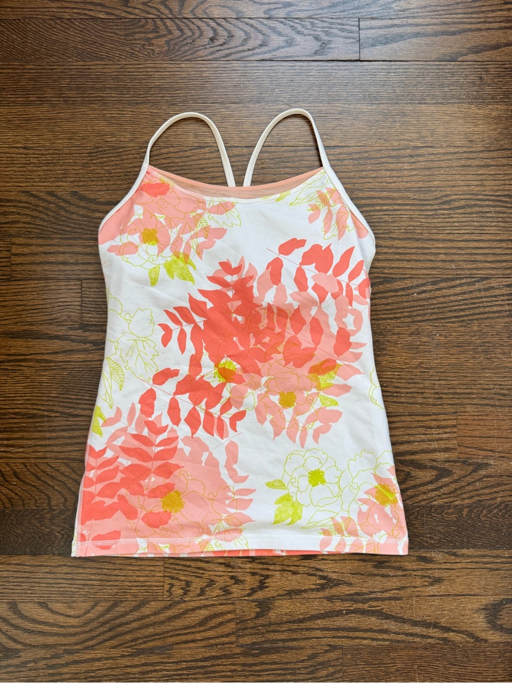 Lululemon Floral Coral & White Cami Tank Top
